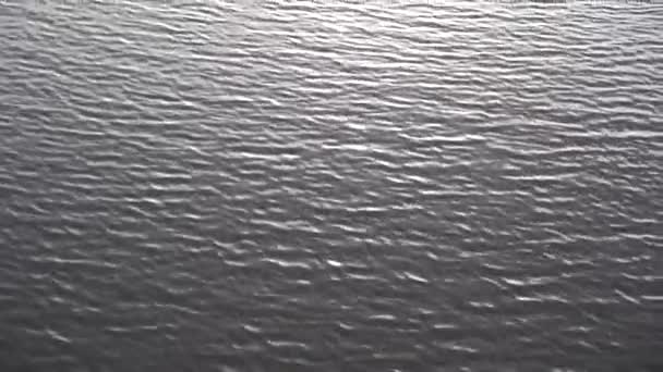 Calma sfondo acqua. Superficie dell'acqua del lago in una giornata nebbiosa nuvolosa. Relax, calma, zen — Video Stock