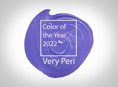 2022 yılının rengi. Beyaz arka planda yeni bir lavanta rengi. Doku boyası lekesi 