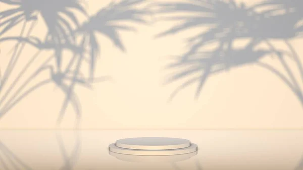 3d Podium Hintergrund. Weißer Stein Podium im Sonnenlicht für ein Kosmetikprodukt oder Verpackung auf sonnigem Hintergrund. — Stockfoto