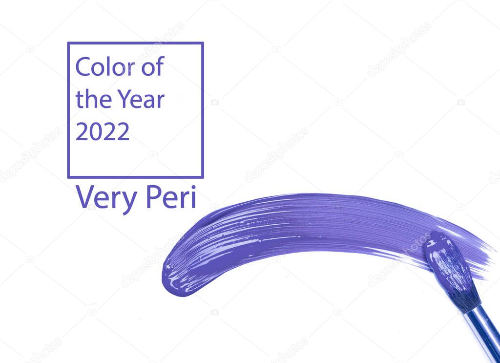Color of the year 2022 background. Lavender new trend color on white background. Texture paint smear 