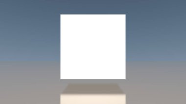 3D podyum arka planı. Suda beyaz boş bir kare ve parlak bir ışıklandırmayla fütüristik soyut bir zemin.