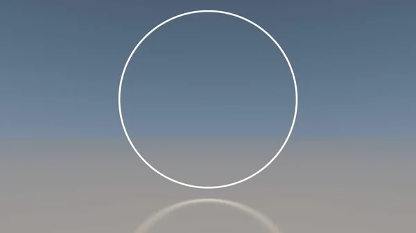 3d Podium Hintergrund. Ein futuristischer abstrakter Hintergrund mit einem weißen, leeren Kreis im Wasser und heller Beleuchtung. — Stockfoto