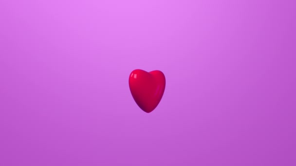 Серцева форма 3d анімація. Червоно-червоне серце для Валентинів обертається на рожевому фоні. Любов, свято, подарунок, романтичні почуття. — стокове відео