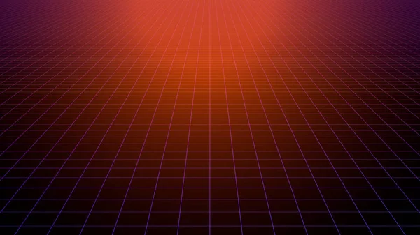 Neon-Gitter Hintergrund. Futuristische digitale Syntwellen farbige Linien auf einer schwarzen leeren Oberfläche, die in der Leere glüht. Neue Retro-Welle und Retro-80er-Konzept. — Stockfoto