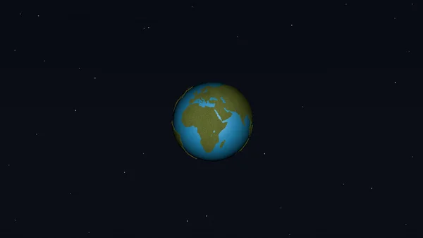 3D kreskówka planeta Ziemia na tle czarnej pustej przestrzeni — Zdjęcie stockowe