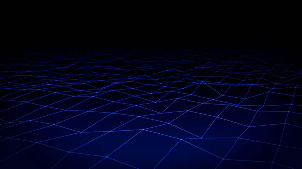 Blockchain abstrakten digitalen Hintergrund. 3D-Wellen-Datenraster Oberfläche. Technologie, Internet, Netzwerkkonzept. — Stockfoto