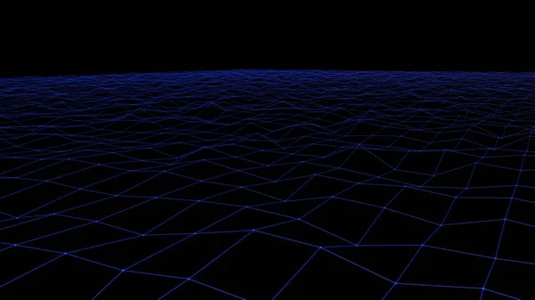 Blockchain abstract digital background. 3d waves data grid surface. Technology, internet, network concept. — Stock Photo, Image