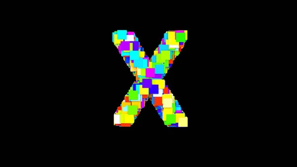 Brev X. 3D Ljusfärgade stora stora bokstaven i alfabetet X på en tom svart bakgrund isolat. Färgtypsnitt — Stockfoto