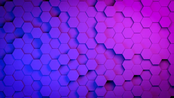 3D-Sechseck abstrakten Hintergrund. Farbiges Gitter Wabentextur digitale futuristische Oberfläche. Technik, Computer, Netzwerkkonzept — Stockfoto