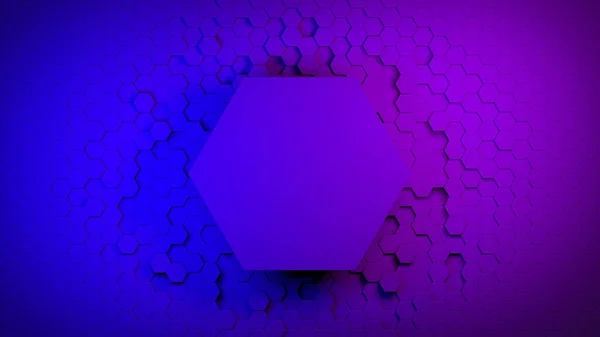 3D hexagon abstraktní pozadí. Barva mřížky voštinové textury digitální futuristický povrch. Technologie, počítače, koncepce sítě — Stock fotografie