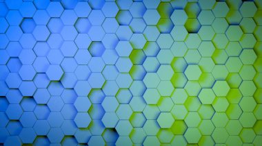3d altıgen soyut arkaplan. Renkli ızgara bal peteği dokusu dijital fütüristik yüzey. Teknoloji, bilgisayarlar, ağ kavramı