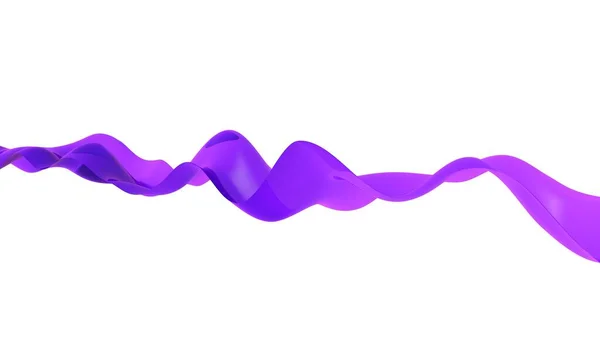 3D abstraktní zvlněné izolované pozadí. Barevná fialová vlna nebo čára v toku pohybu a vibrací na prázdném bílém pozadí. — Stock fotografie