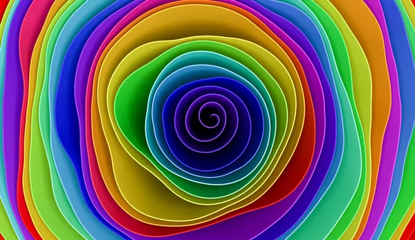 3D abstraktní duhové vlnové čáry ohýbají pozadí. Multi barevné gradient křivky s texturou papíru, tkaniny, stuhy. Surrealistické, futuristické, psychedelické zázemí. — Stock fotografie