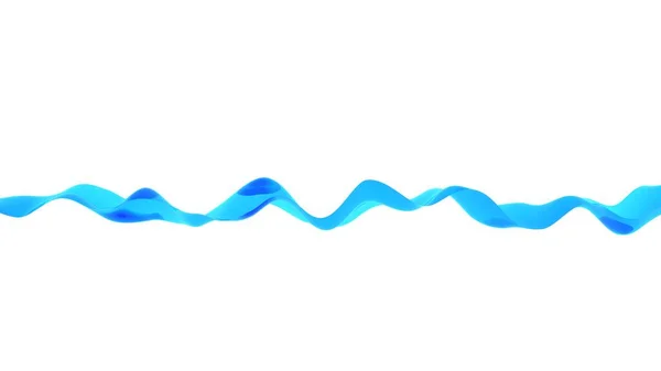 3D abstraktní zvlněné izolované pozadí. Barevná modrá vlna nebo čára v toku pohybu a vibrací na prázdném bílém pozadí. — Stock fotografie