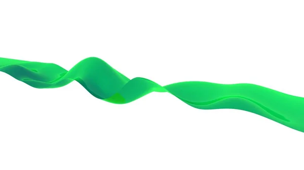 3d abstracto ondulado aislado fondo. Onda o línea de color verde en el flujo de movimiento y vibración sobre un fondo blanco vacío. —  Fotos de Stock