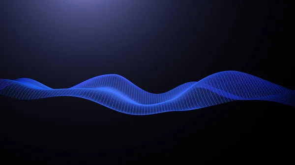 3d data abstract background. Technology digital blue wave lines on black backdrop. Cyber, science, network concept. — 스톡 사진