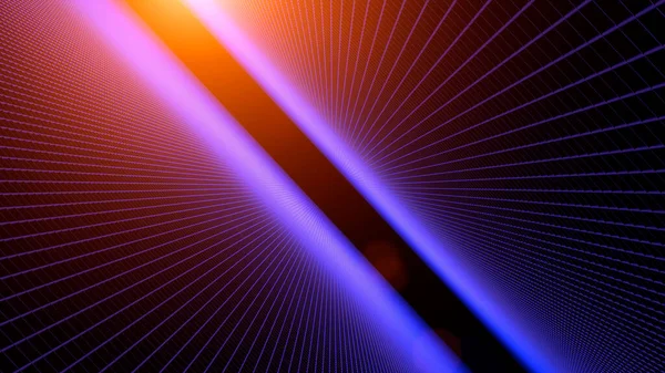 Neon raster achtergrond. Futuristische digitale syntwave gekleurde lijnen op een zwart leeg oppervlak gloeien in de leegte. Nieuw retro wave en retro 80s concept. — Stockfoto