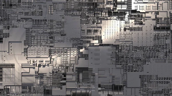 3d cpu processor chip background. Technological metal abstract illustration of microcircuit and microchip computer. Artificial intelligence, AI, cryptoeconomics, nft concept — Stok fotoğraf