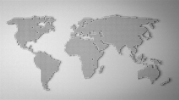 3d Pixel world map background. Digital dots in the form global earth. — Stockfoto