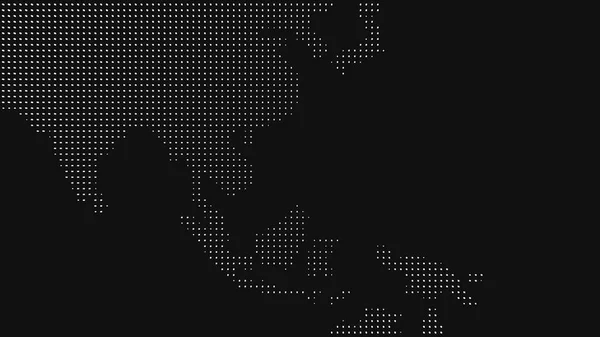 3d pixel world Asia map on black background. Digital dots in the form global earth. — Foto Stock