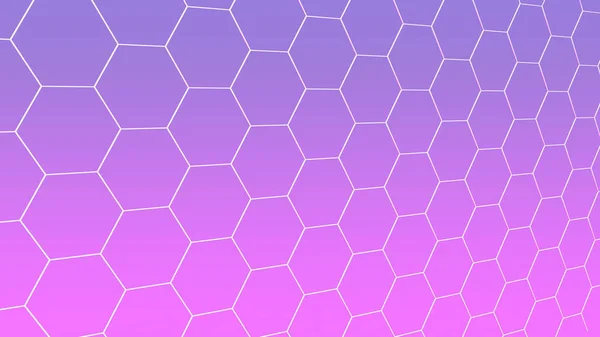 Grid of honeycombs on a colored gradient background. Digital network bright background — Fotografia de Stock