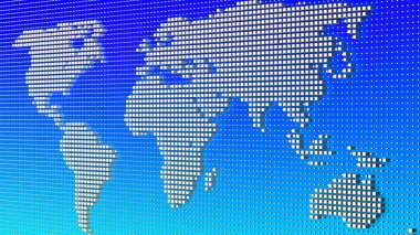 3d Piksel dünya haritası arka planı. Küresel Dünya 'daki dijital noktalar. - Evet. Yüksek kalite 3d illüstrasyon