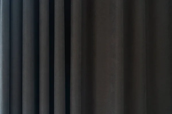 Stofgordijn gordijn achtergrond. Textuur zwarte doek textiel. — Stockfoto