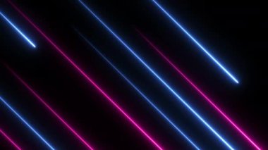 Neon ışığı soyut arkaplan hareketi. 3D fütüristik mor parlak çizgiler siyah arka planda hareket eder. Gösteri, parti, sahne, sunum konsepti. Yüksek kalite 4k görüntü