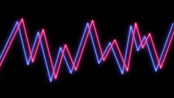 Neon Graph Diagram Lines Black Background Sound Visual Analytics Finance — Stock Photo, Image