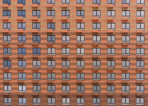 Facade New Multi Apartment High Rise Residential Building Windows Background — Stock Photo, Image