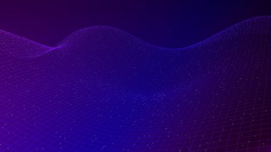 3D veri soyut arkaplanı. Teknoloji dijital mavi dalga çizgileri siyah arka planda. Siber, bilim, ağ konsepti. Yüksek kalite 3d illüstrasyon