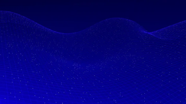 Veri Soyut Arkaplanı Teknoloji Dijital Mavi Dalga Çizgileri Siyah Arka — Stok fotoğraf