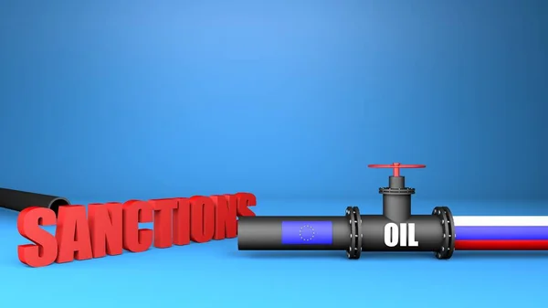 Russian Gas Oil Industry Oil Pipeline European Union Blue Background — Fotografia de Stock