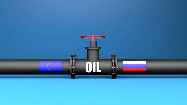Нефтяная Промышленность России Нефтепровод Европейский Союз Синем Фоне Нефтяные Санкции — стоковое фото
