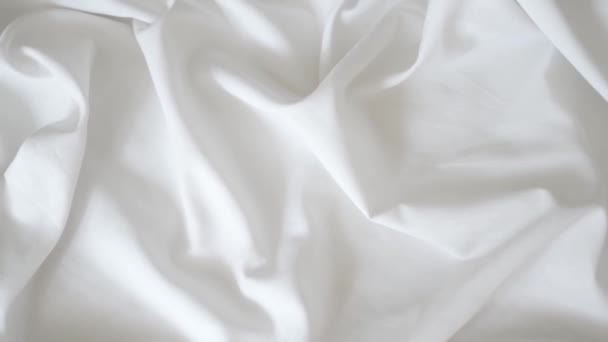 White Fabric Drapery Wavy Texture White Linen Cloth Background Morning — Vídeos de Stock