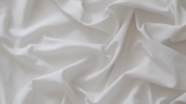 White Fabric Drapery Wavy Texture White Linen Cloth Background Morning — Stockvideo