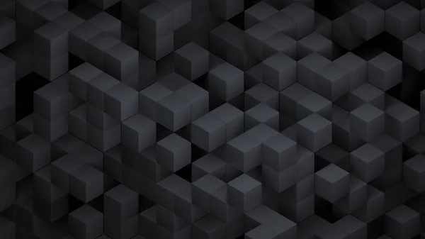 Würfel Abstrakten Hintergrund Schwarze Isometrische Digitaltechnologie Futuristische Blöcke Auf Dunkler — Stockfoto