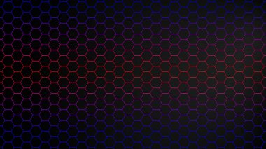 3d altıgen neon arka plan. Teknoloji soyut geometri, bal peteği ve neon dokusuyla karanlık zemin. Bilim, teknoloji, ağ konsepti. Yüksek kalite 3d illüstrasyon
