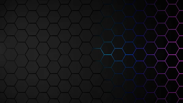 Sechseck Schwarzen Hintergrund Technologie Abstrakte Geometrie Dunklen Hintergrund Mit Waben — Stockfoto