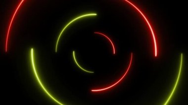 Neo soyut arkaplan. Geometrik şekilli 3D renkli parlak çizgiler. Teknoloji, 80 'ler, retro, gösterim konsepti. Yüksek kalite 4k görüntü