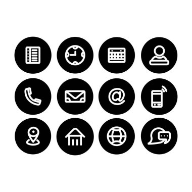 İletişim simgesi seti, Web sitesi simgesi vektörü, Web simgesi seti, iş kartı iletişim bilgisi simgesi. 