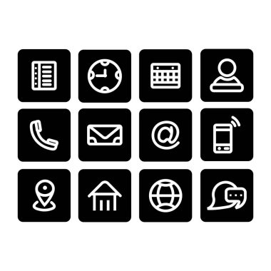 İletişim simgesi seti, Web sitesi simgesi vektörü, Web simgesi seti, iş kartı iletişim bilgisi simgesi. 