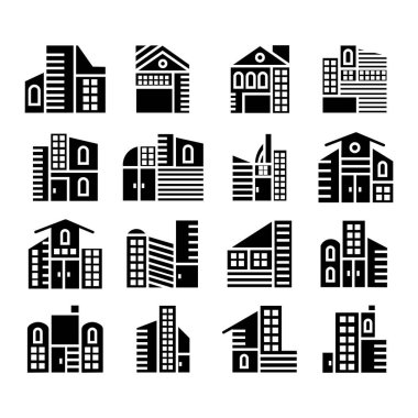 Bina çizgisi simgeleri ayarlandı, Mimarlık binaları simgeleri ayarlandı