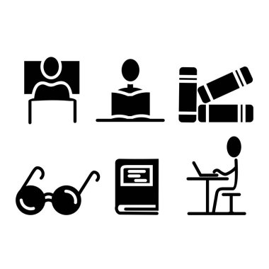  kitaplık satır simgesi vektörü, birçok kitapla öğrenme alanı, özel okuma konsepti.