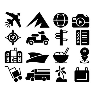 Tatil turizmi seyahat çizgisi, seyahat simgeleri turizm simgesi koleksiyonunu basit hale getirdi