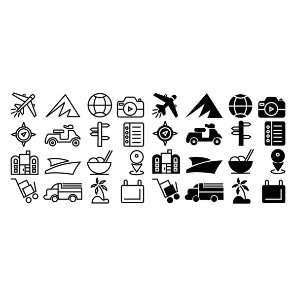 Vacation Tourism Travel Thick Line Travel Icons Set Tourism Simple — Stock Vector