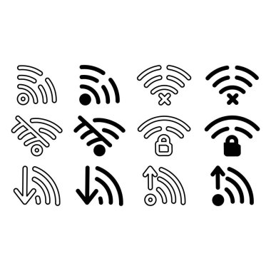 WI-FI set icons flat and wireless connection airwaves,Set of different wireless and wifi icons for design