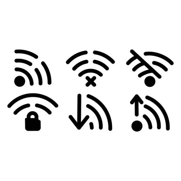 Set Icons Flat Wireless Connection Airwaves Set Different Wireless Wifi — Vector de stock