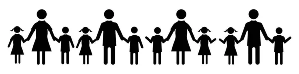 Icon Set Family Woman Man Partner Children Son Daughter Flat — Stok Vektör