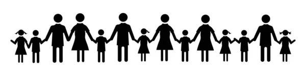 Icon Set Family Woman Man Partner Children Son Daughter Flat — Stok Vektör